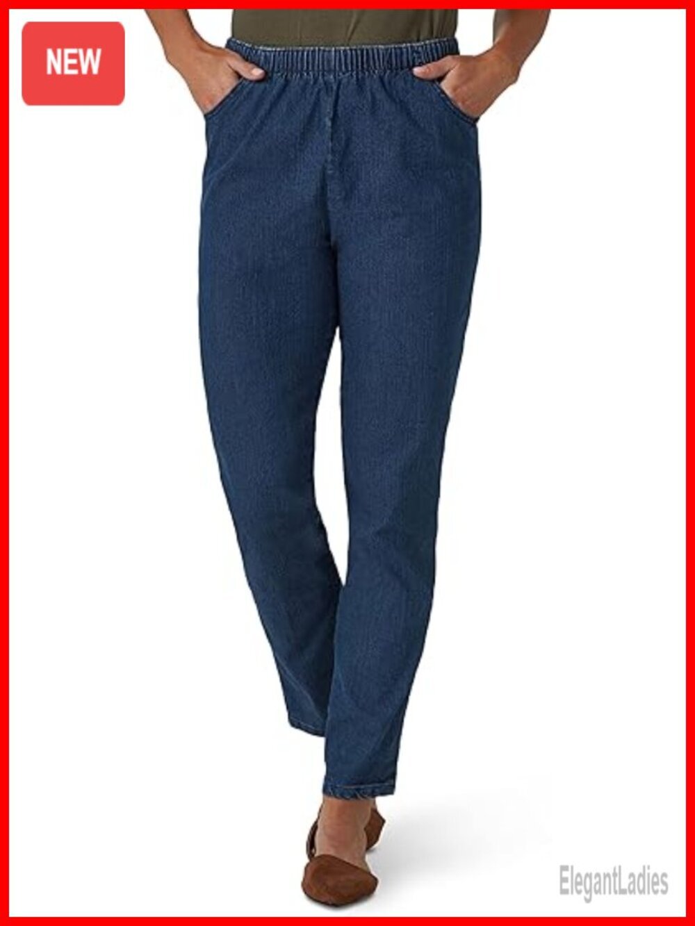 Stretch Elastic Waist Pull-On Legging Pant Cotton Blend Pleated Front